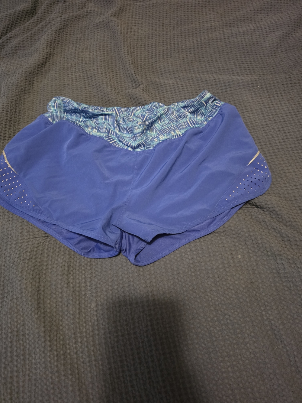 Champion Purple-Blue Athletic Shorts with Patterned Waistband
